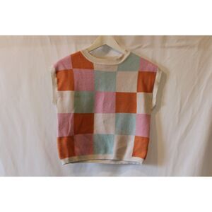 Girls Knit Sleeveless Sweater Top‎ Colorblock Preppy
